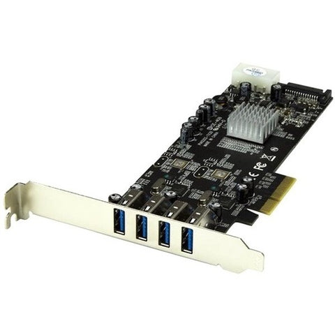 StarTech 4 Port PCI Express (PCIe) SuperSpeed USB 3.0 Card Adapter w/ 2 Dedicated 5Gbps Channels - UASP - SATA / LP4 Power - 4 Total USB Port(s) - 4 USB 3.0 Port(s) - PC, Linux Expansionskort 