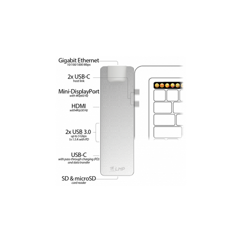 LMP USB-C Compact Dock 4K, 8-Port space grey Tillbehör 