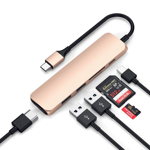 Satechi Slim USB-C MultiPort Adapter V2 med HDMI, USB 3.0 portar samt kortläsare Tillbehör 
