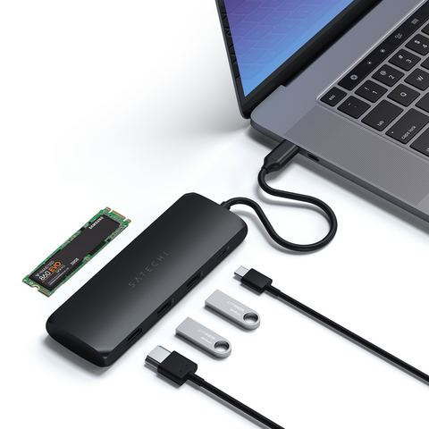 Satechi USB-C HYBRID med inbyggd möjlighet till SSD-lagring Tillbehör Satechi USB-C HYBRID SSD-lagring - USB-C Lagring